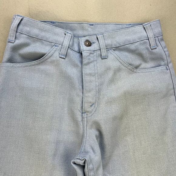 Vintage Levis Sta-Prest Pants Mens 29 Blue Chino Flare Leg Big E Dress Slack 70s - Picture 5 of 15